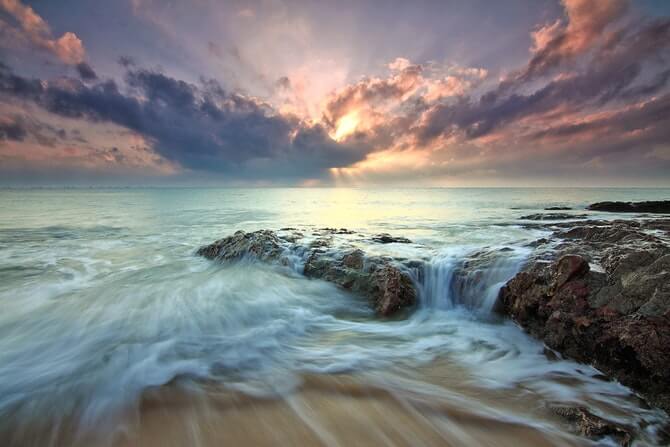 Waves on rocks